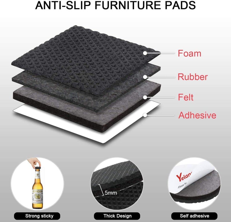 Yelanon Non Slip Furniture Pads -56 pcsï¼ˆ1+2ï¼‰â€ Furniture Grippers, Non Skid Furniture Legs,Self Adhesive Rubber Furniture Feet, Anti Slide Furniture Hardwood Floor Protector for Keep Couch Stoppers - Image 3
